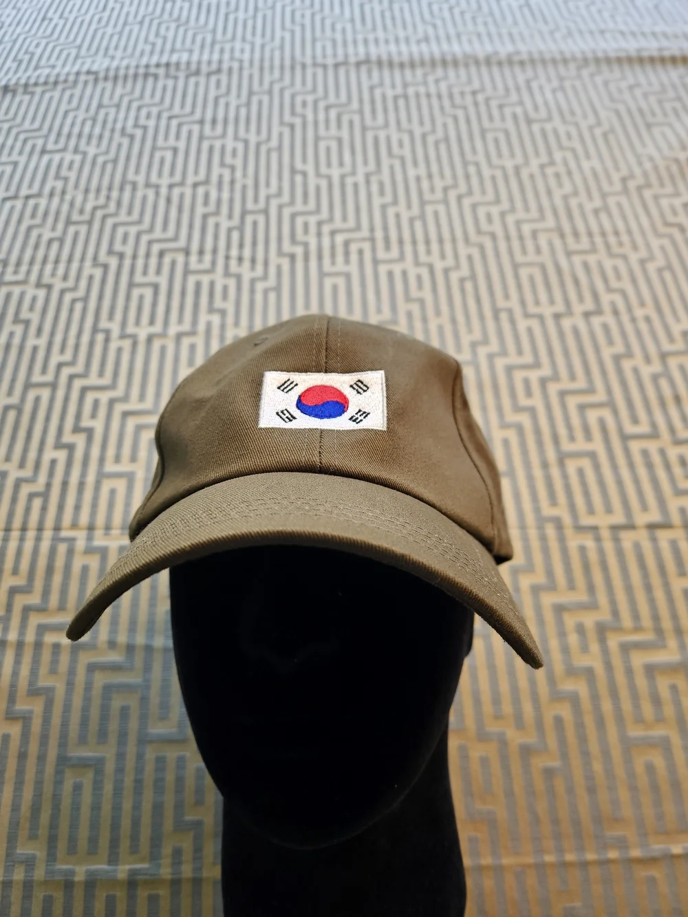 Olive Green Baseball Cap with Korean Flag Patch